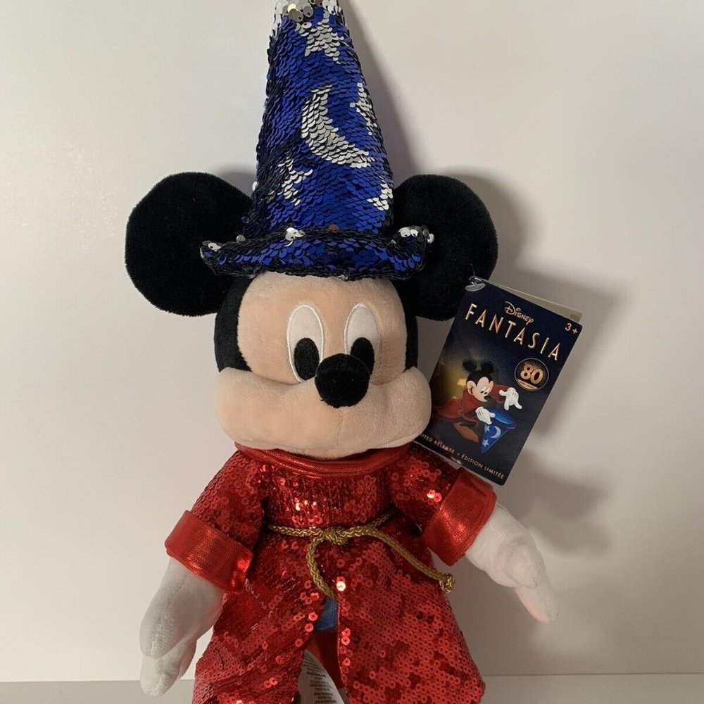 Disney Fantasia 80th Mickey Mouse Sorcerer Sequined Plush 20" NWT Limited